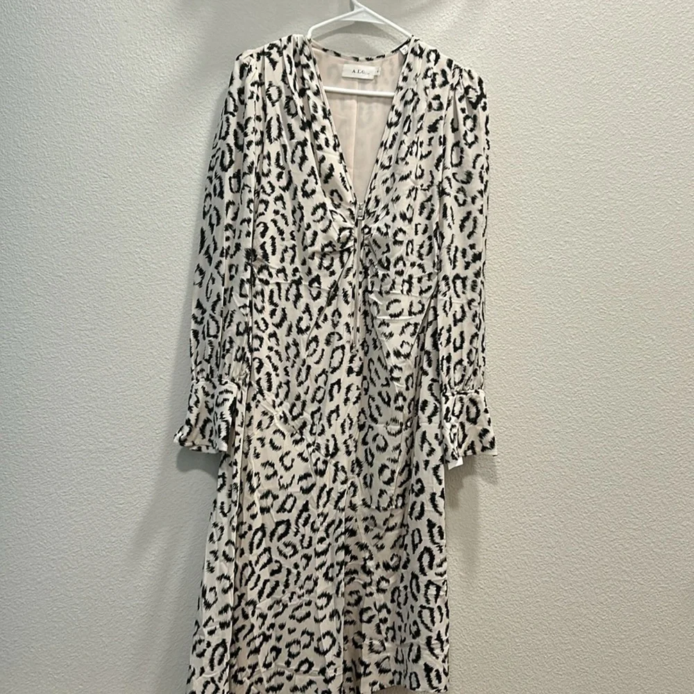 A.L.C. Asymmetrical Leopard Print Dress - Black and White - Picture 5 of 14